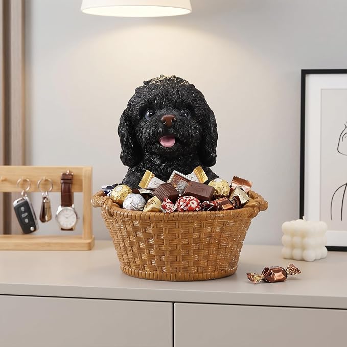 Poodle Candy Bowl for Office Desk - Decorative White Frenchie Storage Basket for Keys and Entryway Table - Unique Dog Lover Gift, Small Animal Decorative Bowl for Home Decor