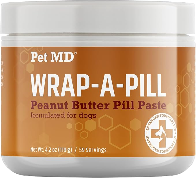 Pet MD Wrap A Pill Peanut Butter Flavor Pill Paste for Dogs - 4.2 oz | Make a Pocket or Pouch to Hide Pills & Medication