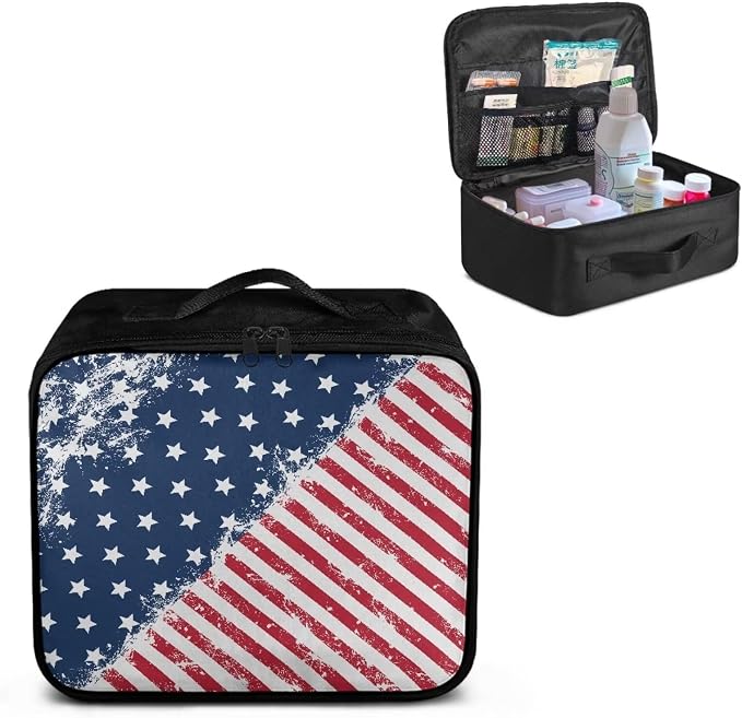 Rnyleeg American Flag First Aid Kit Bag Medium First Aid Kits for Businesses Travel Medicine Bag Organizer Medical Kits for Home Car Camping Hiking