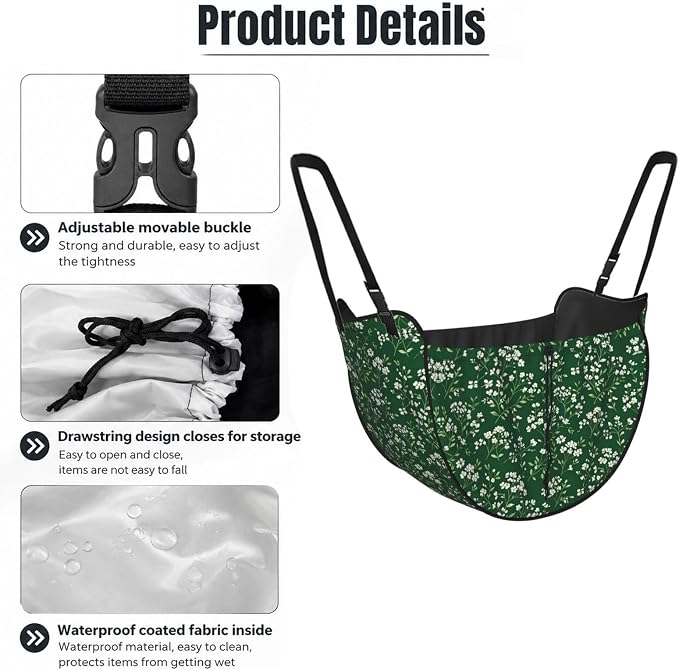 Dark Green Floral Car Seat Organizer-Backseat Storage Bag for Travel | Waterproof Durable. Holds Snacks Gear Essentials. Fits Most Cars.
