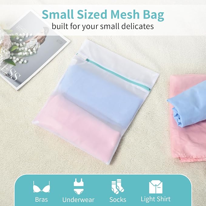 OTraki 12x16 Inch Mesh Laundry Bag 2 Pack Small Lingerie Sock Bag Washing Machine Soft Fine Mesh Zipper Laundry Bra Underwear Wash Bag for Home Travel Don't Drying, Melting 140-176℉ White | Washing Machine Soft Fine Mesh Zipper Laundry Bra Underwear Wa...