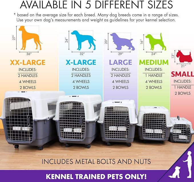 SportPet Designs Plastic Kennels Rolling Plastic Wire Door Travel Dog Crate- XX-Large