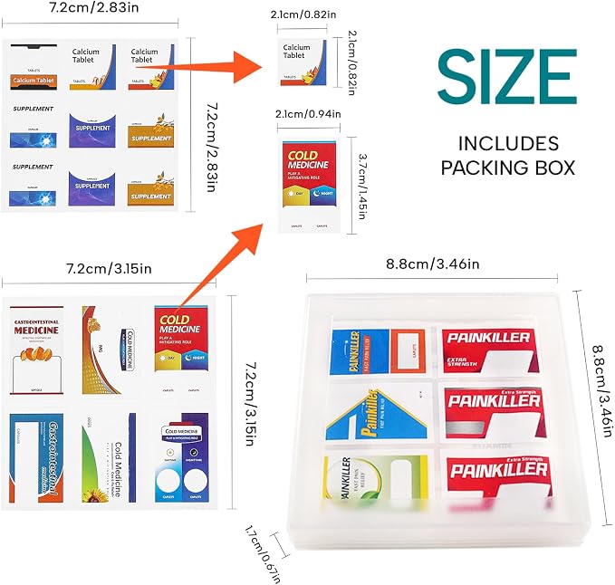 Medicine Labels Stickers for Pill Organizers - 240 Pcs, Quickly Identify Drugs, Home and Travel Essentials, Suitable for Pocket Pharmacy,Pill Box, Pill Bottle, Pill Pouch Bags (240