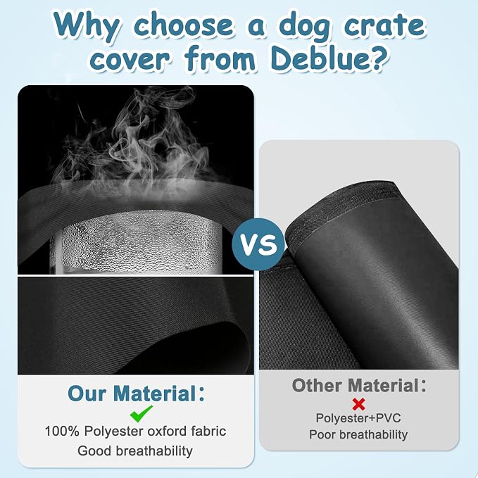 Deblue Durable Medium Dog Crate Cover for 30 inch Wire Crate (30", Black) | Windproof Dog Kennel Covers