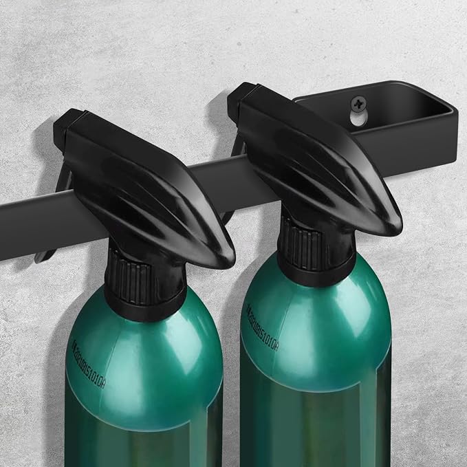 Harhana Spray Bottle Holder 14 Inches Slim Stainless-Steel Wall Mount Hanger for Spray Bottle