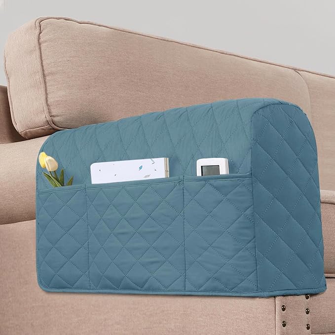 2 Pack Water Resistant Armrest Covers for Chairs and Sofas Couch Arm Covers for Sofa with 3 Pockets for Phone Sofa Arm Protector for Pets, Cats (Dusty Blue)