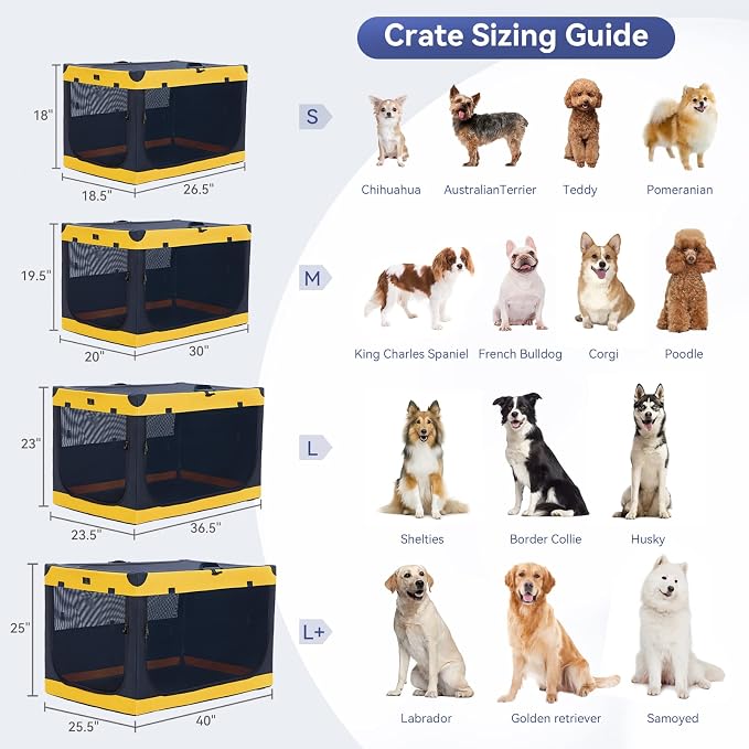 A 4 Pet 26-in Collapsible Soft Dog Crate, Small Dogs, Travel | patented screw frame, Lockable zippers, waterproof base, washable cover, outdoor/indoor/car