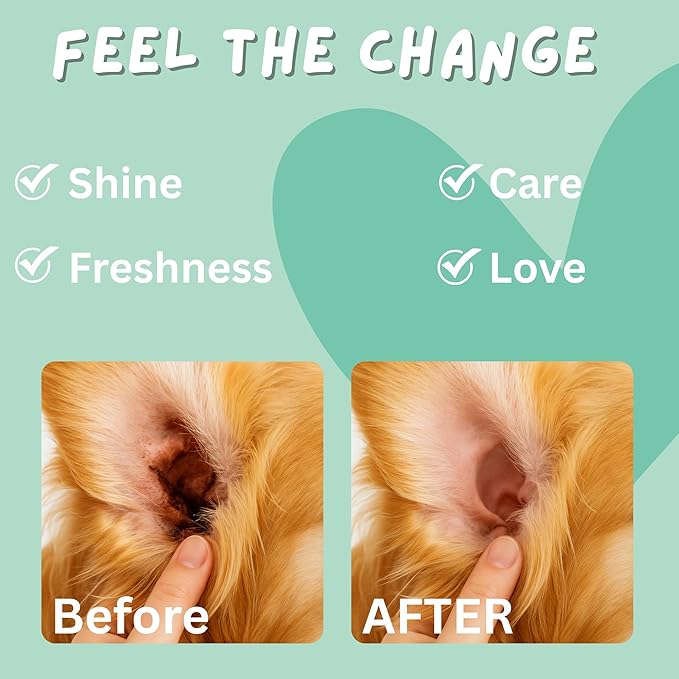 Dog Ear Cleaner – Dog Ear Wipes 100 Count – Ear Wipes for Dogs & Cats – Cat Ear Cleaner Finger Wipes – Pet Ear Wipes to Remove Wax & Relieve Itching – Coconut Scent