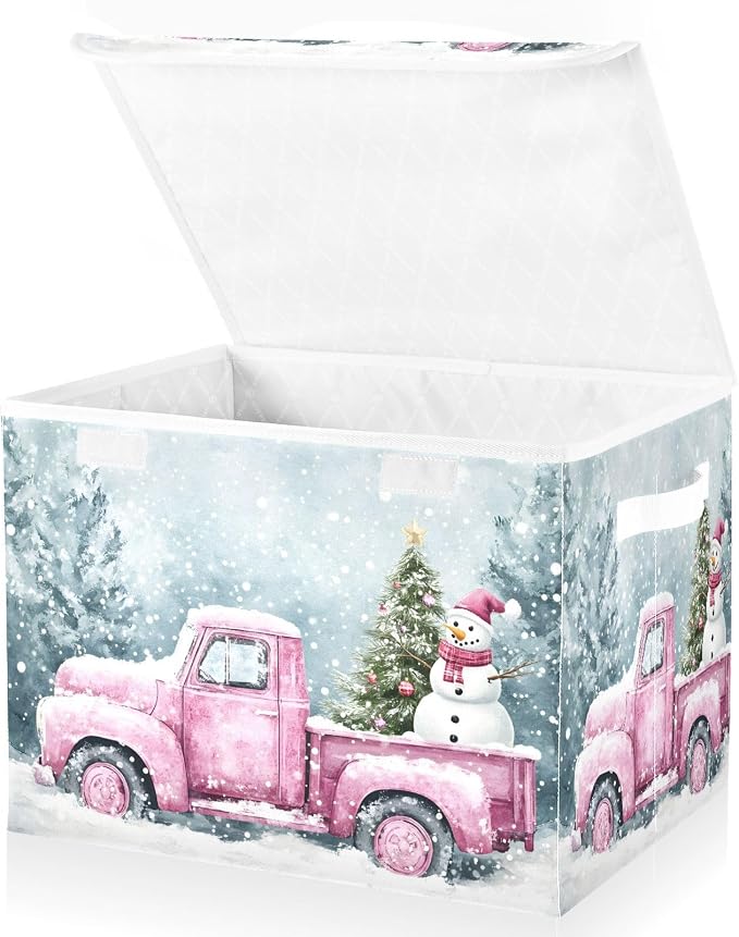 senya Christmas Baskets Collapsible Storage Bins with Lids, Car Christmas Tree Storage Boxes Clothes Baskets for Organizing
