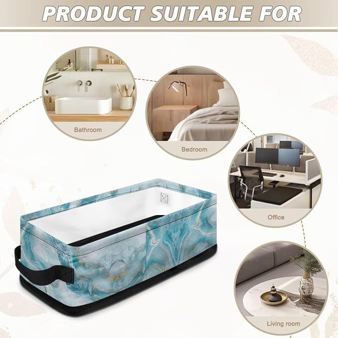 Blue Marble Toilet Paper Basket with Handle, Toilet Tank Topper Toilet Tank Basket for Bathroom Organizing Home Decor
