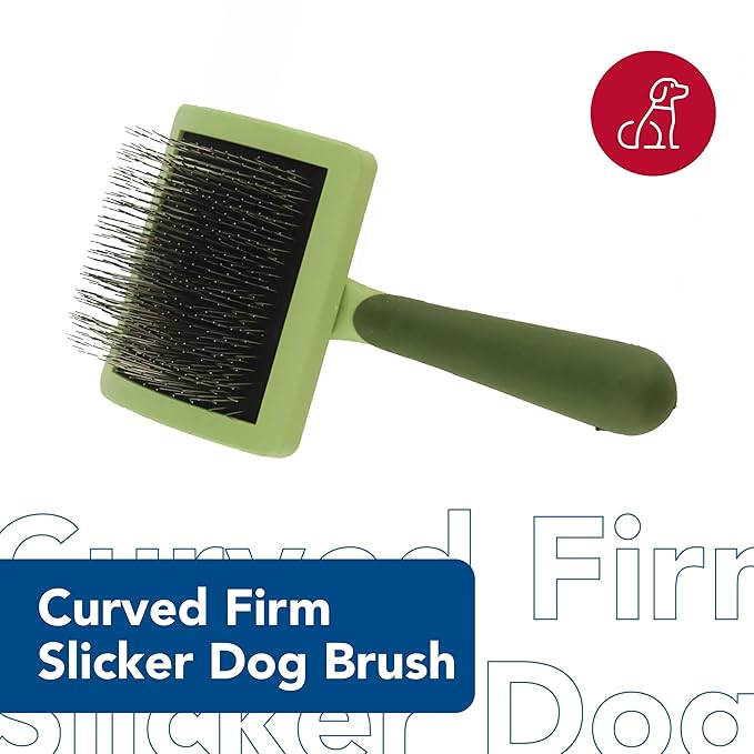 Coastal Pet - Safari - Curved Firm Slicker Brush with Coated Tips for Long Hair, No Color, Medium (6.5" L x 4.0625" W)