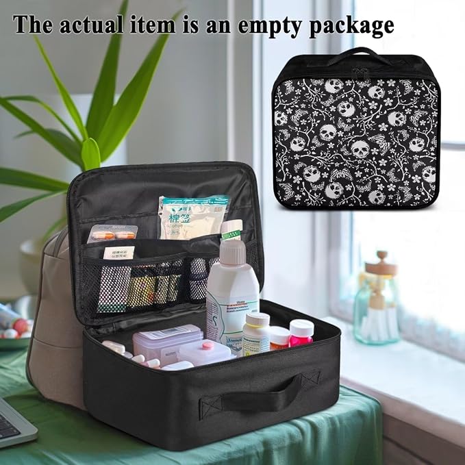 Rnyleeg First Aid Kit for Home Skull Print Empty First Aid Bag Portable Medical Kits for Outdoor, Boat, Camping, Hiking