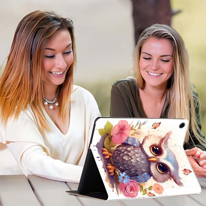 for Samsung Galaxy Tab A 8.0 2017(SM-T380/T385) Tablet Case,Premium Leather Folio Stand Auto Wake/Sleep,Multiple Viewing Stand,Flower Owl