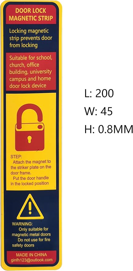 60 Pack Lockdown Magnetic Strips for School Office Public Business District Lockdowns Rapid Lockdown Magnet Strongest Lockdown Magnet 0.8mmThick (Yellow, Printed Version)