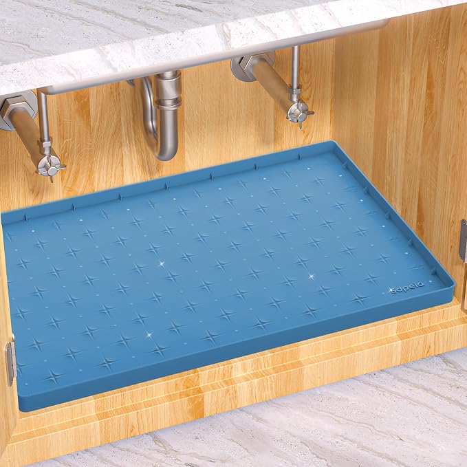 Sdpeia Under Sink Mat 22"×14" Waterproof Silicone Cabinet Liner & Sink Protector for Kitchen & Bathroom, Multi-Purpose Organizers Tray for Pets, Laundry, Cat Litter Mat