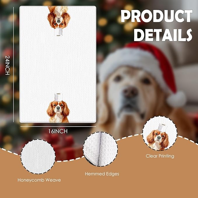 Funny Cavalier King Charles Spaniel Bathroom Decor Hand Towels Set of 3, Cavalier Spaniel Mom Gifts, Gifts for Cavalier Spaniel Lovers,Kids Dog Bathroom Decor,16x24 Inch