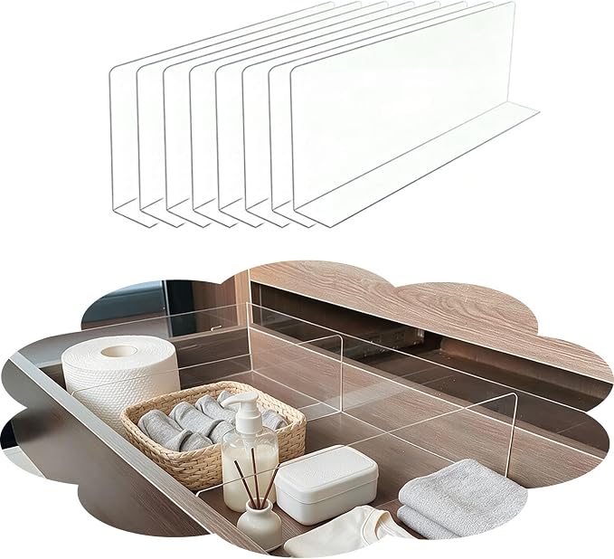 Invisible Under Cabinet Gap Blocker, Plastic Gap Stopper Divider for Drawer | Clear Open Stair Crevice Filler Bumper, Universal Adhesive Guard Baffle Board for Cats / Dogs / Pets
