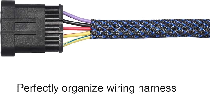 25ft - 1/4 inch PET Expandable Braided Sleeving – BlackBlue – Alex Tech Braided Cable Sleeve