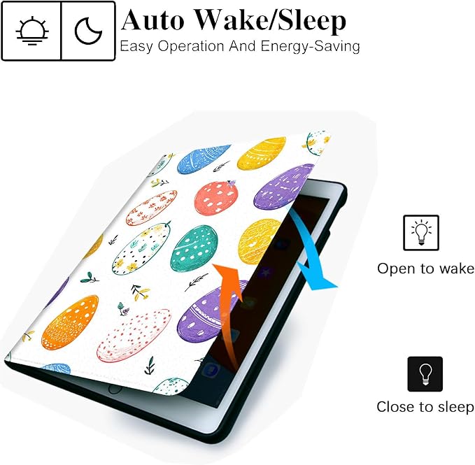 for Microsoft Surface Pro 7 Plus,Surface Pro 7/6/5/4 12.3" Tablet Case,Auto Wake/Sleep,Adjustable Stand Protective Cover - Easter Egg Pattern