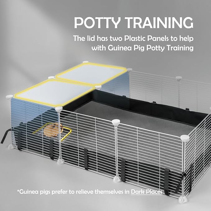 MEEXPAWS Guinea Pig Cages Small Animal Playpen Large 42" L x 28" W x 28" H | with Waterproof PVC Liner & Washable Pee Pad &Storage Space, C&C Cage for Guinea Pigs Indoor Pet Enclosure Wire Yard Playpen