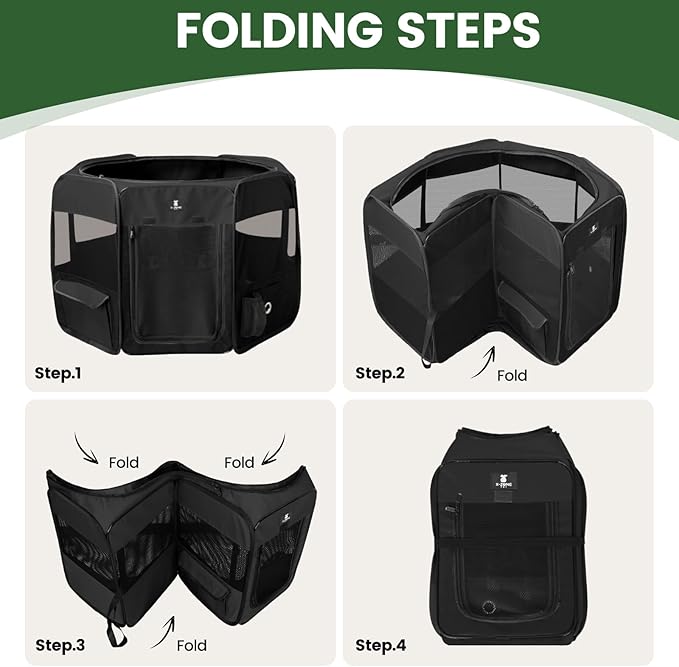 X-ZONE PET Foldable Dog Playpen, Portable Pet Play Pen for Puppy Cat, Black | Pop‑Up Dog Playpens Indoor & Outdoor, Waterproof Dog Kennel Cage, Removable Top, Travel Camping Playpen, Medium Size