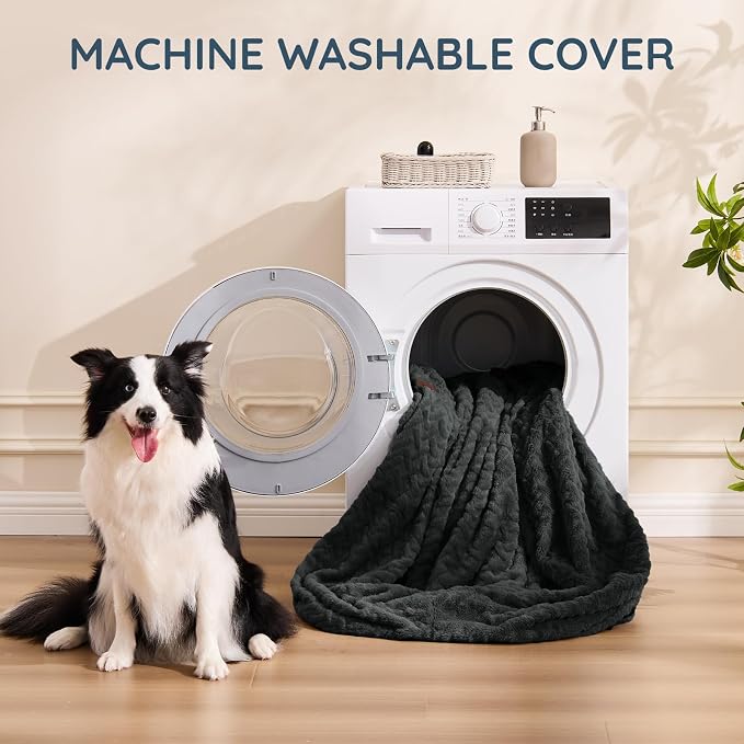 ChiXnuggle Faux Fur Washable Human Dog Bed Cover（Only Human Dog Bed） | 72*40*10,removable replace cover,soft fur,non-slip bottom,dark grey
