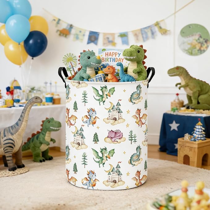 Dragon Fabric Storage Bin Nursery Organizer Basket | Organizer Bin Dirty Clothes Collapsible Waterproof for College Dorms, Boys and Girls Bedroom,Bathroom