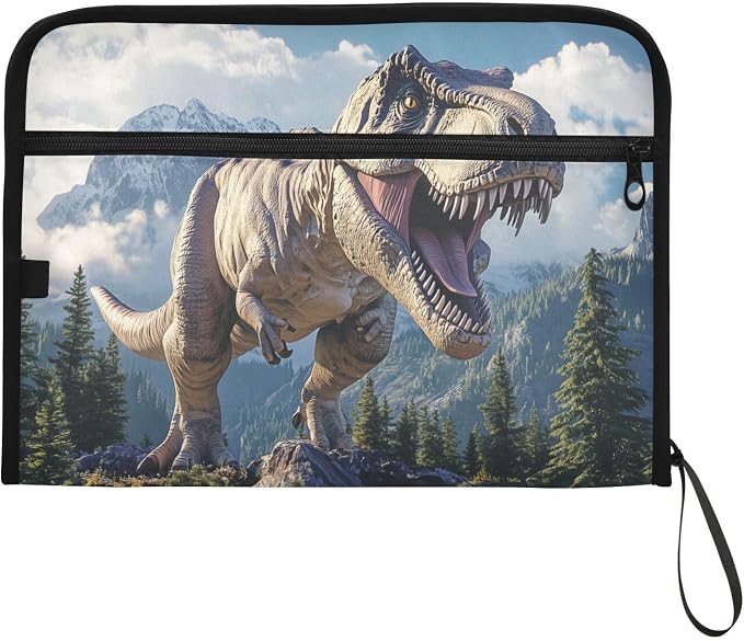 13 Pocket Zipper Expanding File Folder A4 Dinosaur | Accordion File Organizer with Front Pouch A4 Letter Size Portable Folders for Documents Receipt School Office Supplies
