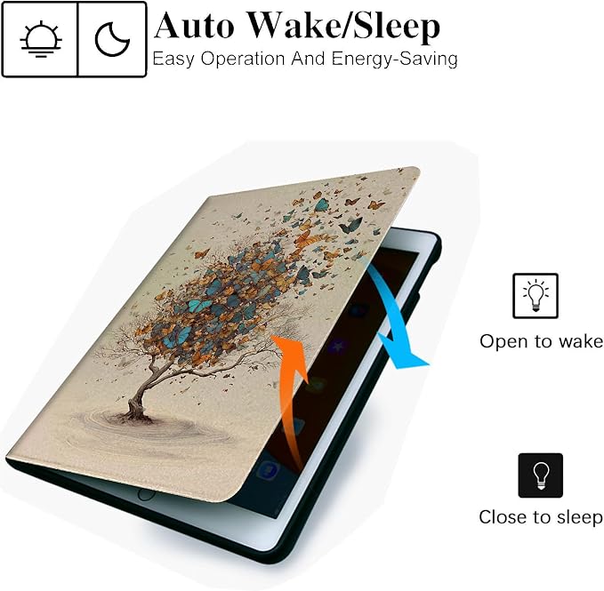 for Microsoft Surface Pro X/Pro X Plus-13 2019/2020/2021/2024 Tablet Case,Auto Wake/Sleep,Adjustable Stand Protective Cover - Butterfly Tree Art