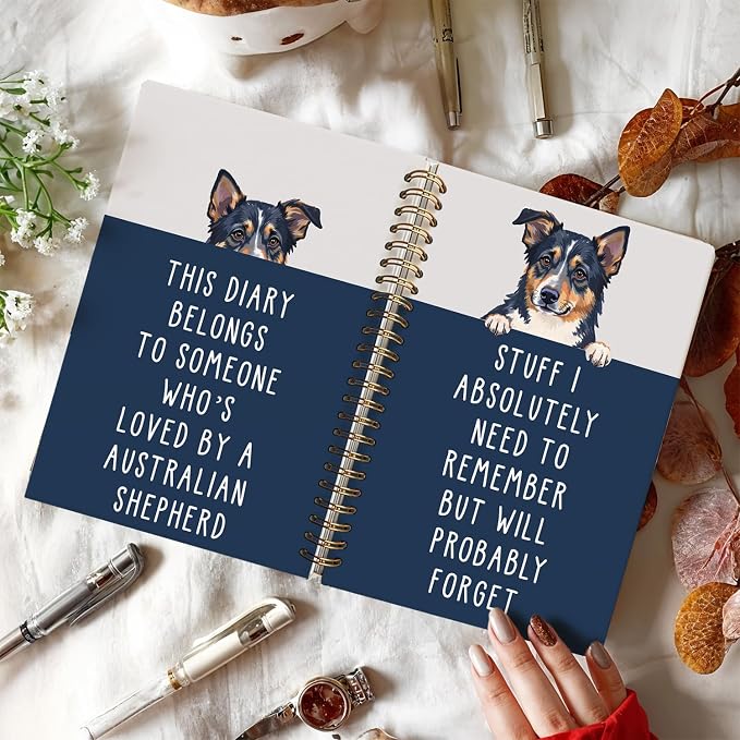 LIANGW Funny Australian Shepherd Gifts for Women & Men | Australian Shepherd Spiral Notebook Journal,Pet Dog Mom Owner Gifts 5.5x8.3 Inch