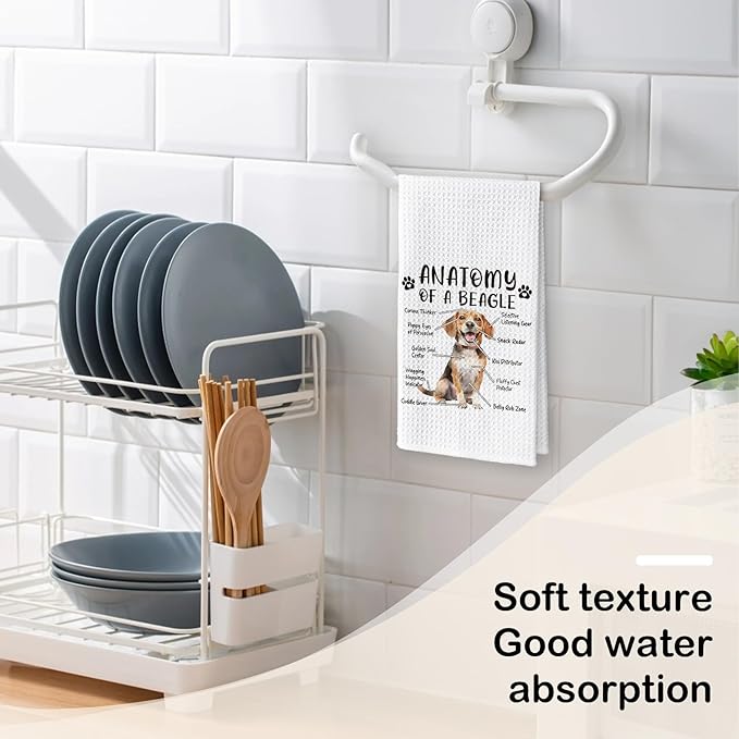 Funny Beagle Dog Kitchen Towels, Beagle Gifts for Women & Men, Dog Anatomy Tea Towel for Home Decor