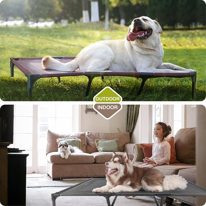 Elevated Dog Bed Waterproof Outdoor, Portable Raised Dog Beds, Dog cots Off the Floor, Dog Beds Easy Clean Indoor or Outdoor Use, Medium, Red