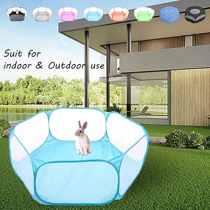 Small Animals Playpen, Portable Pop-up Open Interactive Pet Tent, Indoor Outdoor Fence for Rabbits, Guinea Pig, Hamster, Chinchillas, Kittens, Puppies