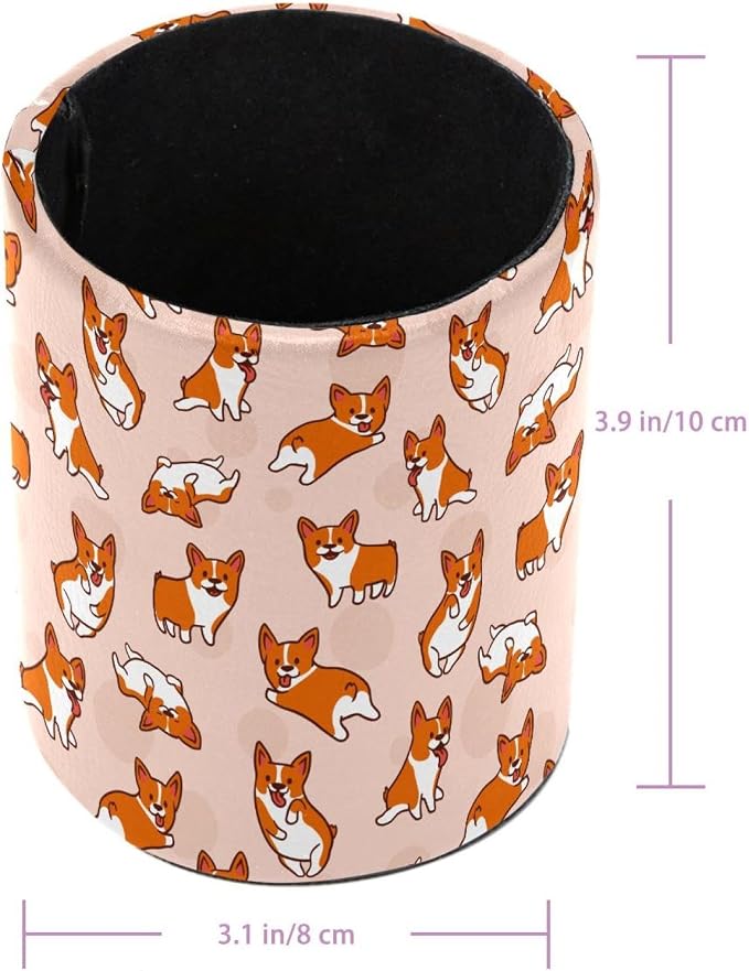 Funny Corgi Dog Pattern Pen Holder Stand Pencil Cup Pot Desk Organizer Makeup Brush Holder