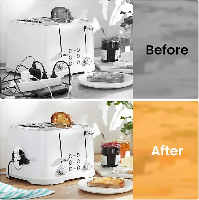 Cord Organizer for Appliances,Appliance Cord Wrap,6-Pack - Easy Stick-On Cable Winders for Blenders, Coffee Makers, Air Fryers – Keep Your Kitchen Counter Clutter-Free (White)