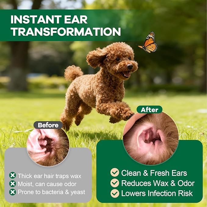 Dog Ear Powder for Hair Removal 30g – Gentle Zinc Oxide Ear Hair Removal Powder for Cleaner Ear Care, Moisture Absorption, Better Grip & Easy Grooming for Poodles, Schnauzers, Bichons and More