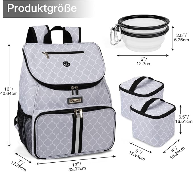BAGLHER丨Dog Travel Bag, Airline Approved Pet Supplies Backpack, Dog Travel Backpack with 2 Silicone Collapsible Bowls and 2 Food Baskets