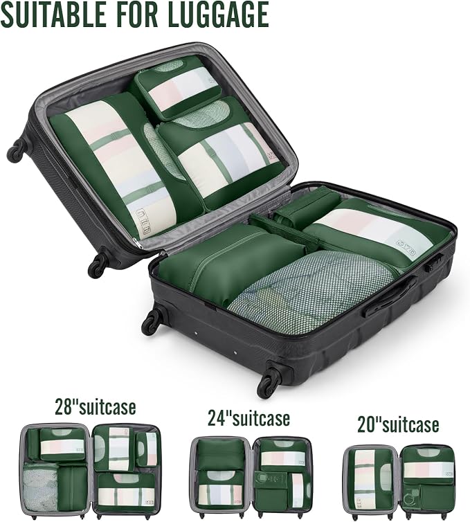 Veken 10 Set Packing Cubes for Travel Essentials, Suitcase Organizer Bags in 4 Sizes, Carry-On Luggage Accessories with Laundry Bag, Airplane Must Have with 99-Count Mesh Holes
