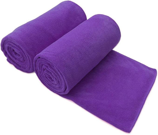 JML Microfiber Bath Towels, 2 Pack, 30" x 60", Large Microfiber Towel for Body, Oversized, Ultra Soft, Super Absorbent, Fast Drying, Perfect for Bathroom, Shower, Sauna, Yoga, Gym, Violet