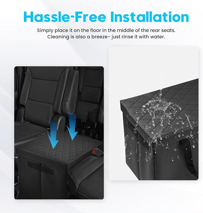 Autorder Car Seat Organizer for 2021-2025 2026 Chevy Chevrolet Suburban/Tahoe Accessories Portable Backseat Organizer with Lid Handles Car Floor Storage for Kids Toys Baby Products Daily Necessities