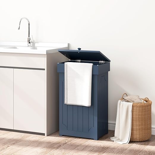 Function Home Trash Can Cabinet, 13 Gallon Kitchen Garbage Can, Wood Recycling Trash Bin, Freestanding Dog Proof Trash Can, Farmhouse Trash Cabinet with Lid for Home Kitchen Bathroom, Blue