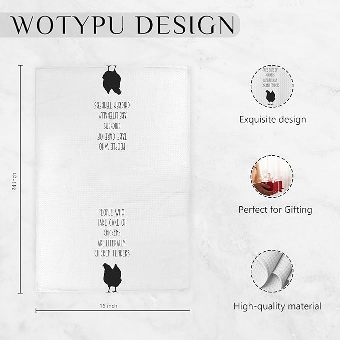 Funny Chicken Kitchen Towels, Chicken Lover Mom Lady Farmer Gifts Dish Tea Towels for Kitchen Decor, Farmhouse Rustic Rooster Hen Hand Towel for Bathroom Decor, 16x24 Inch
