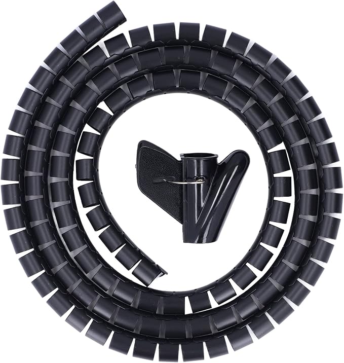 Spiral Cable Wrap Organizer 20mm | Cord Management for Home/Office/Pet Protection | Flexible Wire Tube Cuts to Length | Tidy TV/DVD/PC Cables (1.5m/4.9ft)