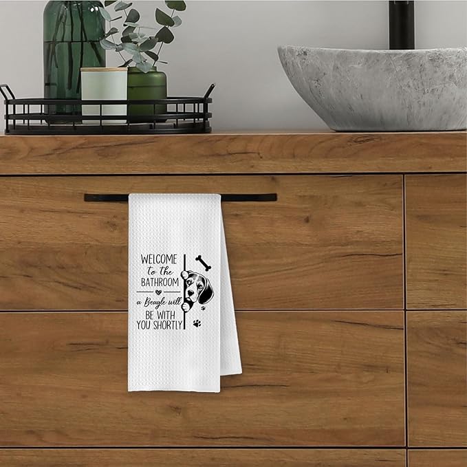 Funny Beagle Bathroom Hand Towels, Beagle Gifts for Women Men, Dog Lover Gifts Decorative Hand Towels for Bathroom Washroom Toilet Restroom, 16x24 Inches