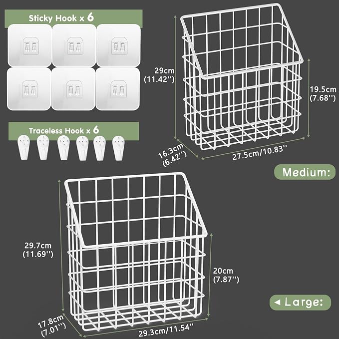 Greentainer 2 Pack Bath Toy Storage Organizer, Large Rustproof Metal Wire Basket, Wall Mounted Hanging Bathtub Holder, Bathroom Shower Caddy for Tub Toys & Toiletries