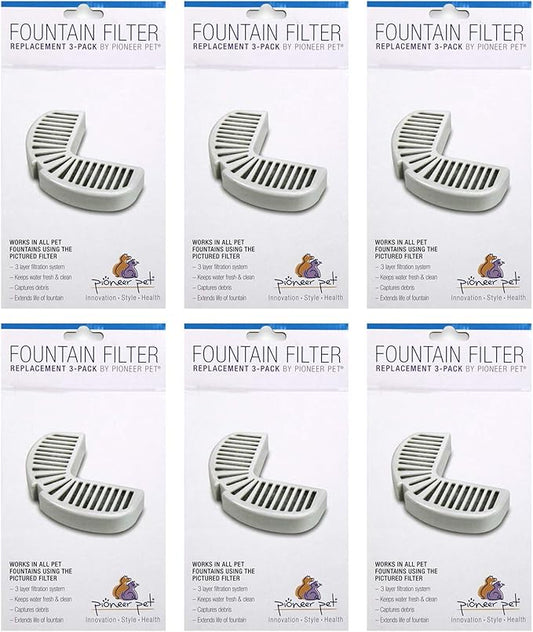 Pioneer Pet Replacement Filters for Ceramic & Stainless Steel Fountains, Raindrop Filters (18 filters)