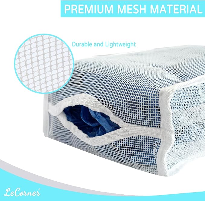 Large Capacity Grocery Bag Holder - Breathable Mesh Plastic Bag Dispenser Organizer (White)