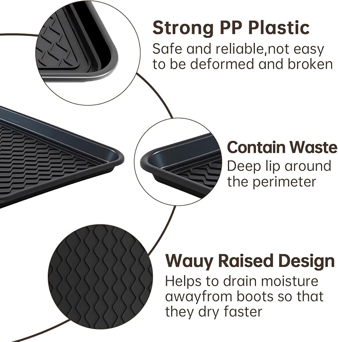 Boot Tray for Entryway, 9 Pack Waterproof Shoe Trays for Indoor Outdoor Use 20"x15" Durable Shoe Mat with Raised Edge, Non-Slip Tray for Boots, Pets, Garden & Muddy Shoes