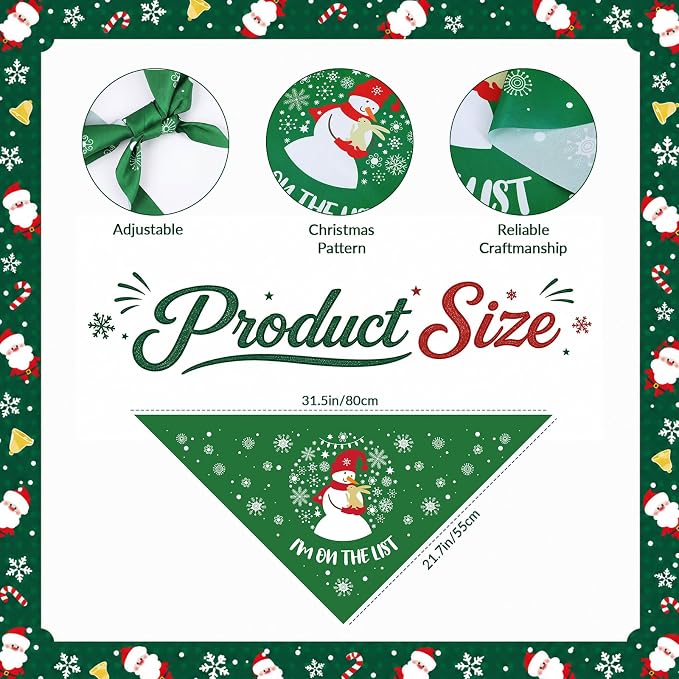 Sanwuta 60 Pcs Christmas Dog Bandanas Bulk Xmas Pet Bib Scarf, Santa Large | Adjustable Dog Bandanas, Triangle Scarf Holiday Pet Costume, Fits Small to Large Pet