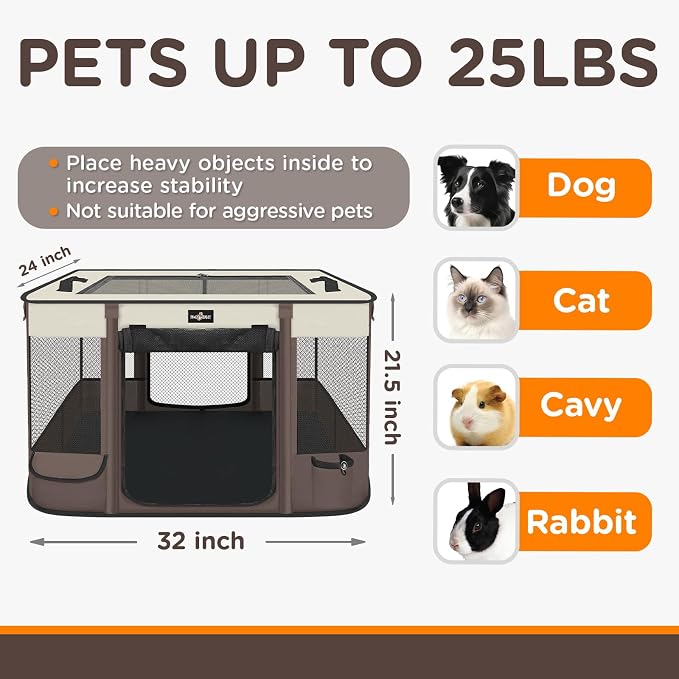 Paw Ballet Foldable Pet Kitten Playpen, Upgrade Waterproof Portable Cat Dog Playpen Kennel Tent for Small Dog Cat, Retractable Shade Cover, Indoor Outdoor Use for Small Pet.